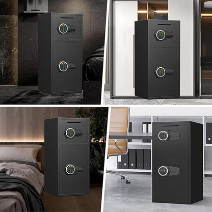 6.0 Cu Ft Large Safe Box Fireproof Waterproof, Money Safe With Mute Function and LED Light,Digital Keypad Home Safes with Deposit Slot & Dual Alarm System, Security Box for Money Valuables