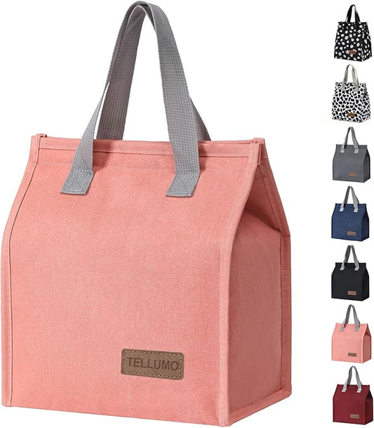 TELLUMO Lunch bag, Insulated Lunch Bag for Women Men Large Lunch Box Container Reusable Leakproof Tote for Office, Work, School, Beach or Travel (Pink)