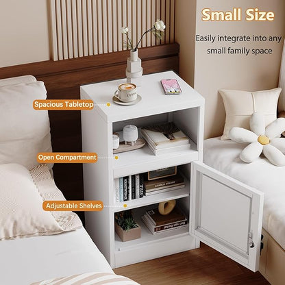 Tokawa Metal White Locking Nightstand, 27.56" Locker with Magnetic Door and Adjustable Shelve, Small Locker Nightstand, Side Table Storage Cabinets for Bedroom, Living Room, Office