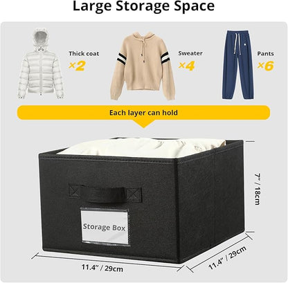 2 Pack 6 Shelves Hanging Closet Organizer with 2 Drawer, Hanging Storage with 4 Side Pockets for Clothes Shoes, 43.5"x12"x12"(Black)