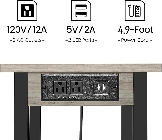 TUTOTAK 3 Tier Printer Stand, Rolling Printer Cart with Power Outlets and USB Ports, Mobile Printer Table with Wheels, for Under Desk, Office, Home, Greige PS02BG001