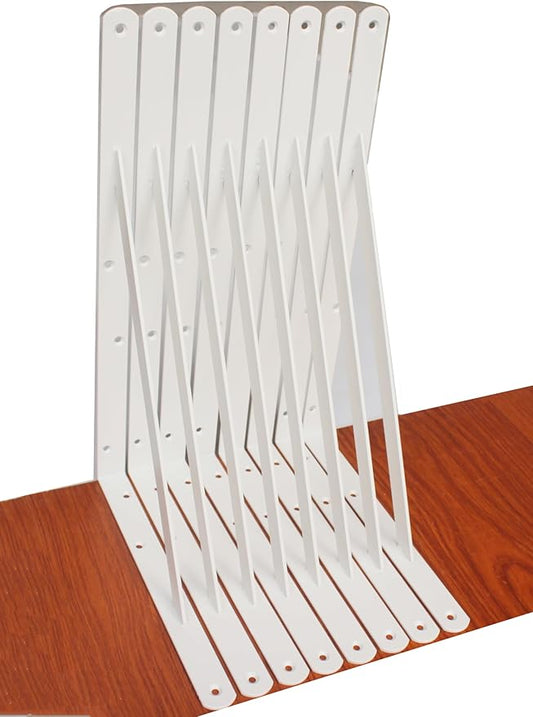 8 Pack L18 x H 12" White Heavy Duty Shelf Brackets with Screws Metal Shelf Brackets Shelf Support Angle Brackets for Shelves L Brackets Heavy Duty Floating Shelf