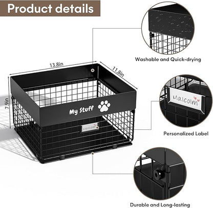 Dog Toy Basket - Metal Large Dog Toy Box for Small Dog - Dog Toy Storage Bin for Pet - Personalized Large Dog Toy Basket for Puppy and Pet- Dog Toy Organizer Holder Boxes for Living Room