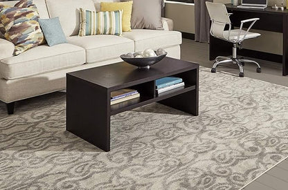 ClosetMaid 1664 Rectangular Coffee Table with Storage Shelves, Black Walnut