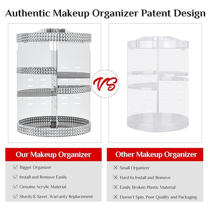 Rotating Makeup Organizer Countertop, Acrylic Makeup Storage Organizer Round, Large Cosmetic Organizer 7 Layers Large Capacity, Fits Makeup Brushes, Lipsticks, Bathroom, Vanity, Gray