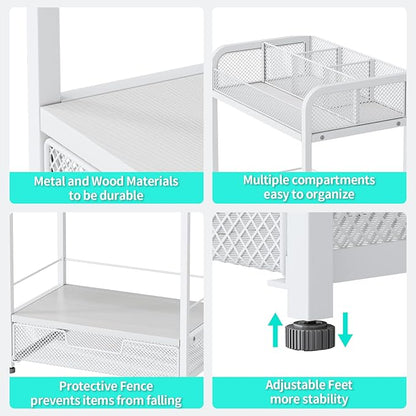 HapiRm Makeup Organizer Countertop with Drawer - Large Capacity Vanity Organizer with Dividers, Bathroom and Bedroom Desk Cosmetic Display Case for Storage Skincare, Makeup Brush, Dresser, Perfume