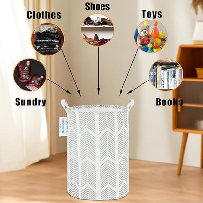 LANGYASHAN Laundry Basket Canvas Fabric Collapsible Organizer Basket for Storage Bin Toy Bins Gift Baskets Bedroom Clothes Children Nursery Hamper (Arrowhead)