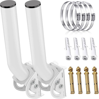 Wireless Bridge Mount, 2-Pack 11 in Dual Screw Locking J Pole Mounting Bracket for Wall or Pole, 160° Angle Adjustable, 1.38 in OD, for CPE, Access Point, TV Antenna or Weather Station