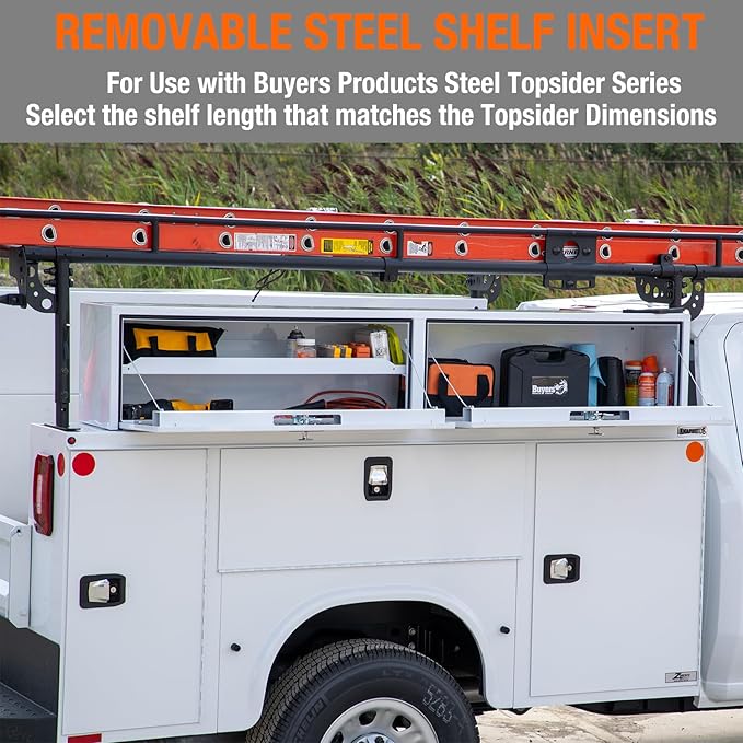 Buyers Products 1702840TRAY White Steel Topsider Shelf Custom-Fit for Steel Topsider Truck Tool Box Snap-In Shelf System