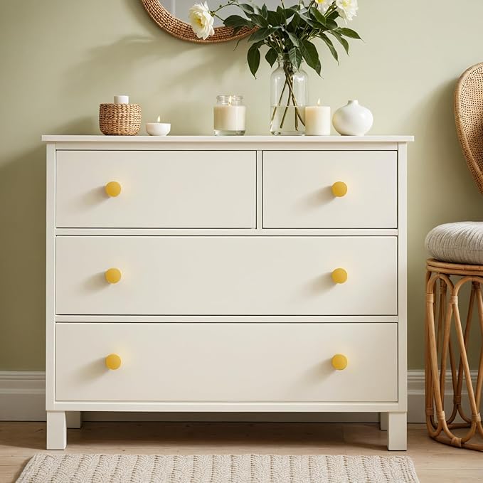 Ravinte 10 Pack Cabinet Knobs Earthy Yellow Kitchen Cabinet Knobs Round Dresser Drawer Pulls Closet Door Pulls 1-1/5 Inch