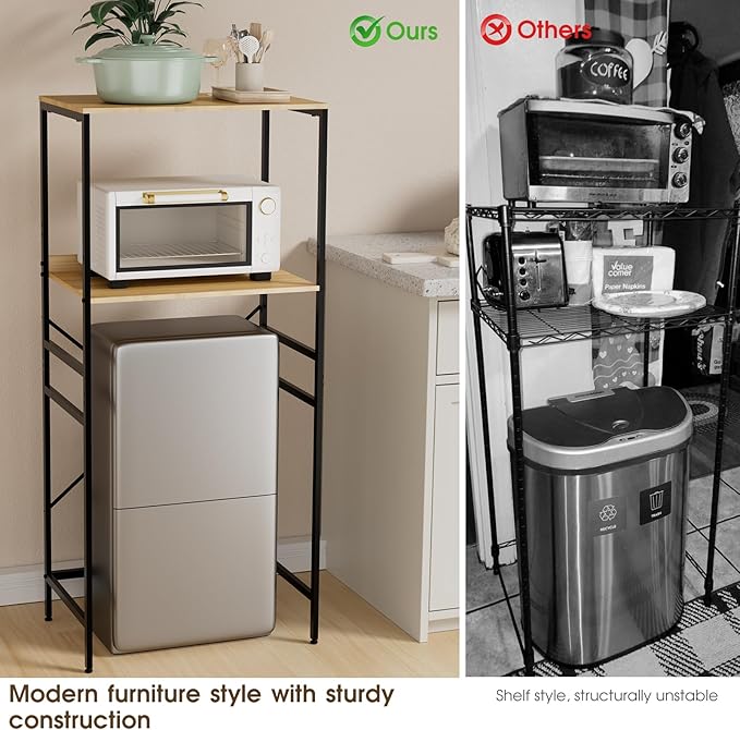 Mini Fridge Shelf Mini Fridge and Microwave Stand Over Mini Fridge Storage Rack Height Adjustable Microwave and Fridge Stand Suitable for Dorm, Kitchens, Offices, Yellow