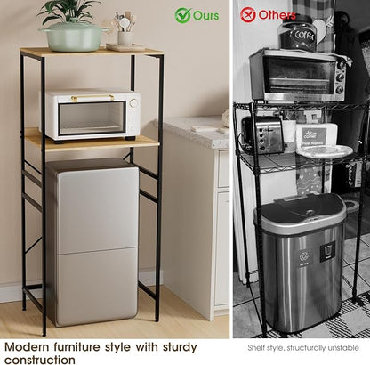Mini Fridge Shelf Mini Fridge and Microwave Stand Over Mini Fridge Storage Rack Height Adjustable Microwave and Fridge Stand Suitable for Dorm, Kitchens, Offices, Yellow