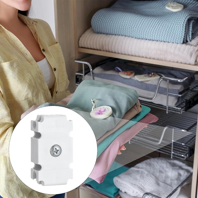 Weysat 24 Pcs Joiner Plates Set Closet Support Brackets Parts Shelf Organizer Joiner Plate Connectors for Shelf Organizer Grid Wall Clamps Grid Connectors