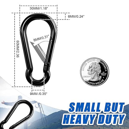 Small Carabiner Clip Hook, 2.36 inch 25 pcs Black Heavy Duty Spring Snap Hook Key Chain, Carabiners Clips for Outdoor Camping, Swing Set, Hammock, Hiking Travel, Fishing, Quick Link Keychain