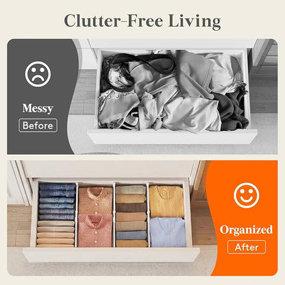 Lifewit 6" High 5 Pack Deep Drawer Dividers, 11.5-18.5" Expandable Clothes Divider for Drawers, Adjustable Dresser Drawer Organizers, White Drawer Separators for Dresser, Kitchen, Clothing