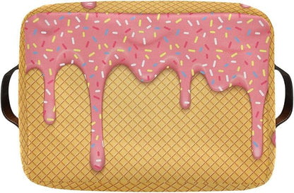 Ice Cream Rectangular Storage Basket Organizer Bin Shelf Baskets For Clothes Gifts For Home Office Dorm
