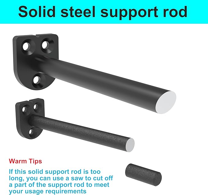 Floating Shelf Bracket（1/4 Inch Thick 4 Pack, 10 Inch Black） Solid Steel Support, Hidden Heavy Duty Shelf Bracket, Invisible &Blind Design for Wood Shelves，Suitable for Kitchen, Study or DIY