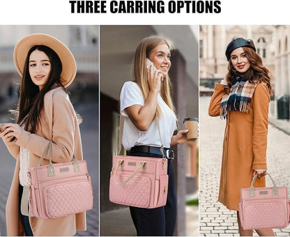 EASYA Large Women Lunch Bags for Work/Insulated Adult Lunch Box for Women/Durable Nylon Thermal Lunchbox for Womens/Leakproof Cooler Tote Bag with Storage Pocket (Shimmering blush pink Cotton Strap)