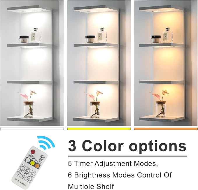 4 Tier LED Wall Shelf - Modern Floating Shelves for Makeup Vanity, Bedroom, Living Room | Easy Install Cosmetic & Display Lack Shelf, White