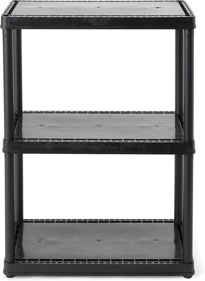 Gracious Living 33 Inch Heavy Duty 3-Shelf Light Duty Storage Shelf, Easy Assembly and Holds Up to 55 Pounds Per Shelf, Black