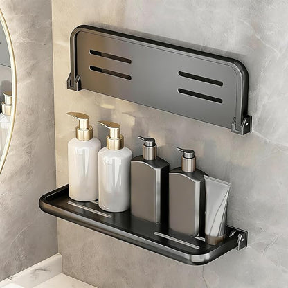 2 Pack Floating Shelves for Wall,Wall Folding Shelf Floating Shelves for Bathroom Hanging Shelves with Thickened Aluminum Alloy, Rust-Proof for Bathroom Kitchen (Grey)