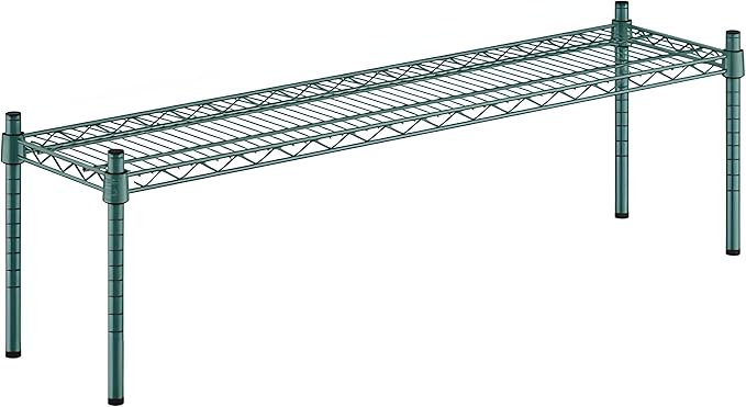 12" x 48" x 14" Green Epoxy Wire Storage Shelf, Dunnage Rack, Commercial 1 Tier Small Shelf