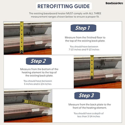Baseboarders Basic Series 3 ft (36 in) Galvanized Steel Slip-On Baseboard Heater Cover + Left & Right Endcaps, Rust Resistant, White, for Hydronic Hot-Water Systems