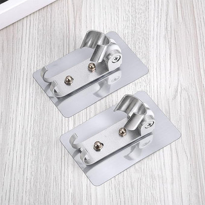 Adhesive Shower Head Holder with 2 Hanger Hooks, Adjustable Shower Wand Holder, Showers Head Holders Wall Mount with Hanger Hooks, No Drill Space Aluminum Showers Wand Stand