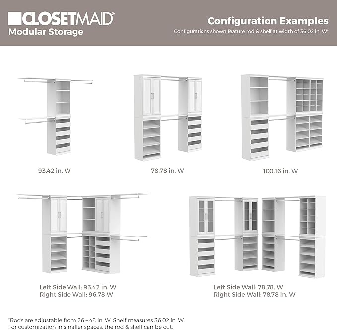 ClosetMaid Modular Storage Pair Set, 2 Glass Pane Doors, Wood Closet Organizer Shaker Style, Add On Accessory for Shelf Units, White, 34.88" H x 21.02" W x 1.81" D