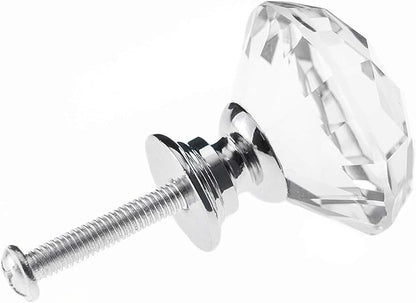 YourGift 25 Pack Drawer Knobs Diamond Shaped Crystal Glass 30mm Cabinet Knobs Pull Handles (30 mm, 25 Pack, Silver)