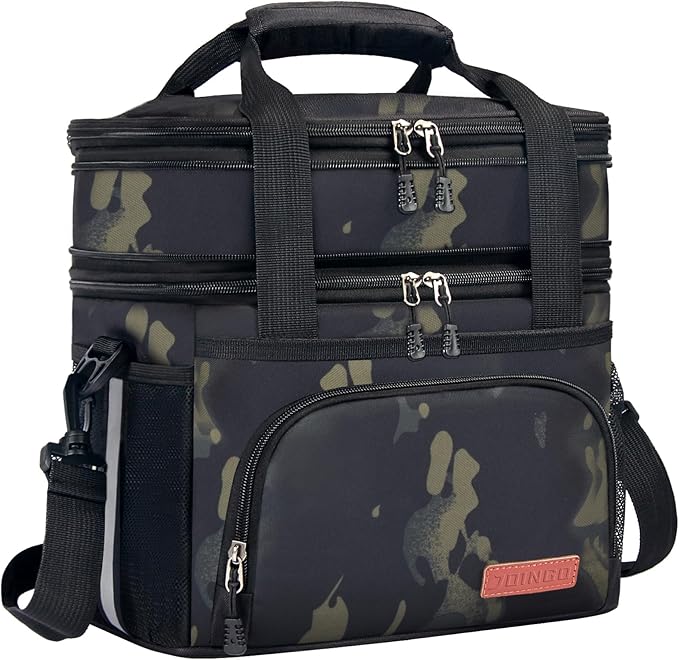 Tactical Lunch Box for Men & Women – Expandable 16L Double Deck Insulated Cooler Bag for Work, Construction & 12-Hour Shifts – Heavy Duty Leakproof Large Meal Prep Tote with Shoulder Strap