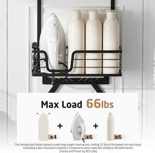 KES Over The Door Ironing Board Holder, Ironing Board Hanger for Laundry Room Organization and Storage Y and T Shaped Fits for 1 3/4 Doors Matte Black, HIR501B-BK