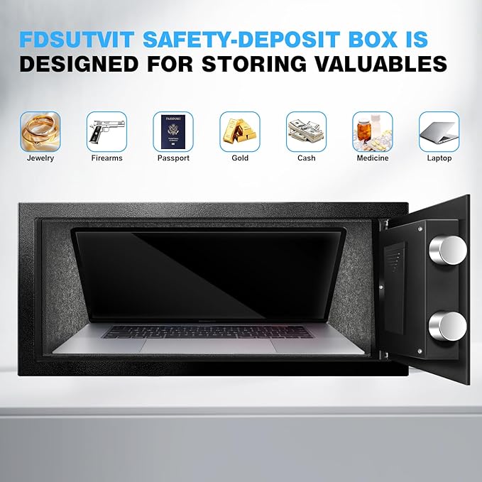 1.2 Cu Ft Fireproof Safe Box for Home - Steel Lock Box for Office & Home Security, Digital Electronic Keypad, Alarm System, Silent Mode, Safety Box for Documents Money Jewelry Laptop