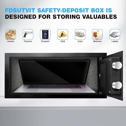1.2 Cu Ft Fireproof Safe Box for Home - Steel Lock Box for Office & Home Security, Digital Electronic Keypad, Alarm System, Silent Mode, Safety Box for Documents Money Jewelry Laptop