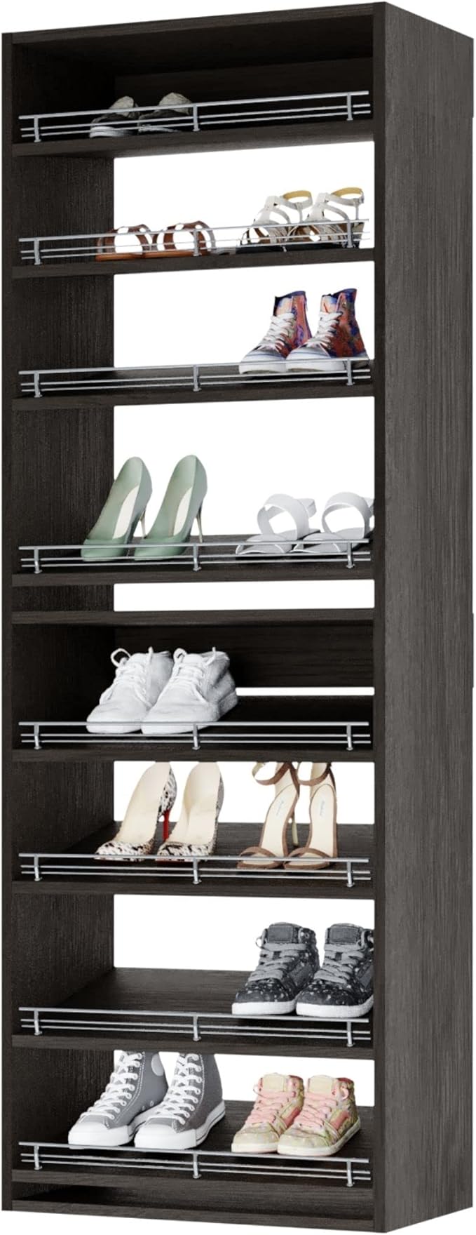 Closet Shelves Tower - Modular Closet System with Shoe Shelves (8) - Corner Closet System - Closet Organizers and Storage Shelves (Gray, 19.5 inches Wide) Closet Shelving