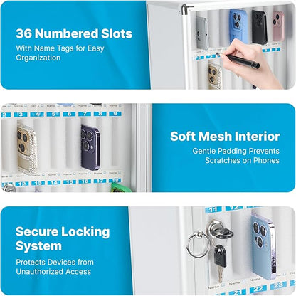 Bulk Supply – Pallet of 40 Cell Phone Lockers | Secure 36-Slot Storage Cabinets for Classroom, Gym & Office | Portable & Wall-Mounted Organizers