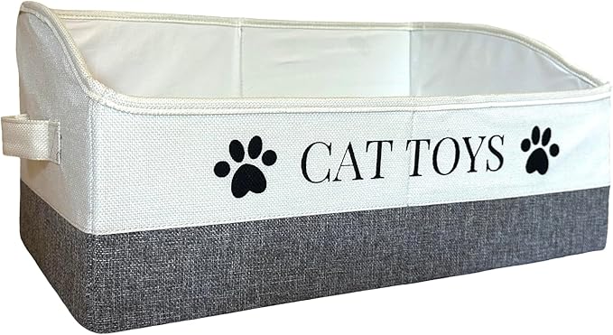 Large Cat Toy Storage Bin Sturdy and Foldable Toy Basket