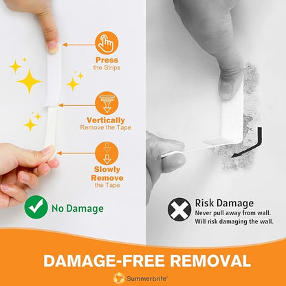 XL Picture Hanging Strips Heavy Duty, 40 Strips Damage Free Removal Picture Hangers for Wall, Sticky Hook & Loop Adhesive Strips for Poster/Picture/Home/Office, 20 Pairs/X-Large, White