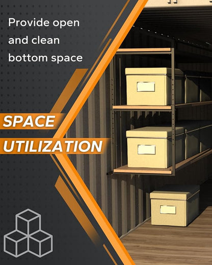 Shipping Container Shelving Rack Steel Container Hanging Shelf Bracket Height Adjustable Fit for 12in 24in Lumber Black Efficient Storage Space No-Drill Installation