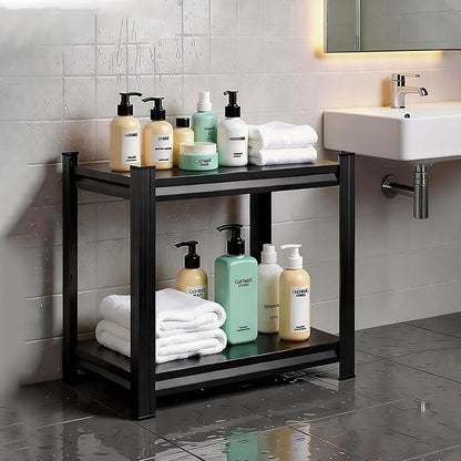 2 Tier Storage Shelves,Metal Shelving Units,Waterproof Bathroom Storage Racks,Double-Layer Adjustable Multi-Purpose Shelves,Suitable for Bathrooms,Kitchen,Garages,Warehouses,and Basements