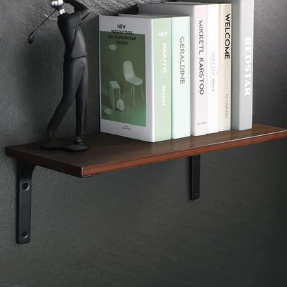 SAYAYO 4 PCS Metal Wall Shelf Bracket, 10 x 8 Inch Heavy Duty Shelf Support Bracket Decorative Joint Angle Bracket, Matte Black