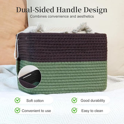 Hopegiver 3 Pack Rainbow Woven Storage Baskets for Shelves, 11x8x7 Inch Cotton Rope Decorative Organizer Bins for Blanket Clothes Book Baby Pet, Colorful Toy Basket for Nursery, Kids Room, Playroom