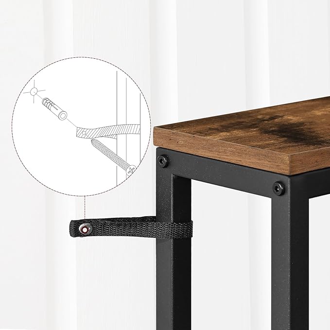 Console Table, 2 Pack Narrow Sofa Table, 43.3” Entrance Table with Power Station, Behind Couch Table, for Living Room, Hallway, Entryway, Foyer, Rustic Brown and Black CTHR112E01S2
