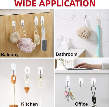 Wire Hooks for Wall Small 32 Hooks, Heavy Duty Wall Hooks with 36 Strips, Damage Free Adhesive Hooks for Key Holder, Coat, Door, Shower Hanging