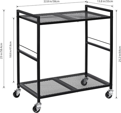 OYEAL Computer Tower Stand, PC Tower Stand Metal Rolling Cart Holds up to 40lbs, 2 Tier Mobile Printer Stand with Storage Under Desk for Home & Office, Black