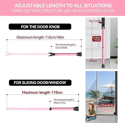 AceMining Upgraded Door Security Bar & Sliding Patio Bar, Heavy Duty Stoppers Adjustable Jammer for Home, Apartment, Travel (1 Pack,Pink)