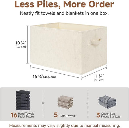 StorageWorks Closet Organizers and Storage Bins, Shelf Baskets for Clothes Storage, Fabric Storage Bins for Organization, Beige(Cotton-linen), 3-Pack, Extra Large