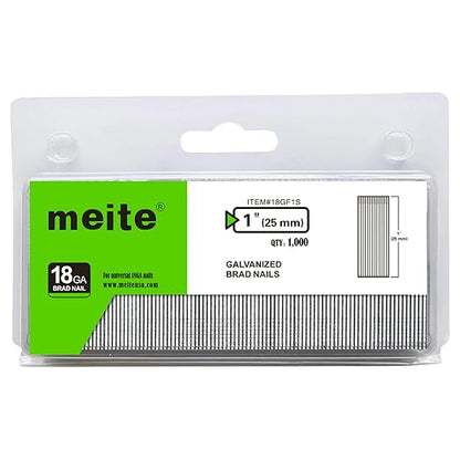 meite 18 Gauge 1-Inch Galvanized Brad Nail Ideal for Trims, Molding, Woodworking for Pneumatic, Electric Brad Nailer Gun (1,000 Counts)