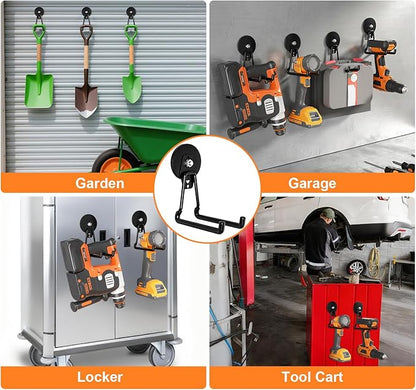 Heavy-Duty Storage Magnetic Hooks，No Need for Drilling, with Anti-Slip Coating, Suitable for Garages, Workshops, Kitchens, Storage Cabinets, RVS, Garden Tool Storage (Black 4 pcs)