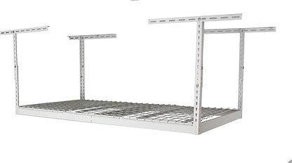 SafeRacks Overhead Garage Storage Rack - Heavy Duty Racks for Garage with 400 lb Capacity, Easy Garage Shelving, Adjustable Storage Rack, Ceiling Mount Storage Shelves 3x6 White (18"-33")